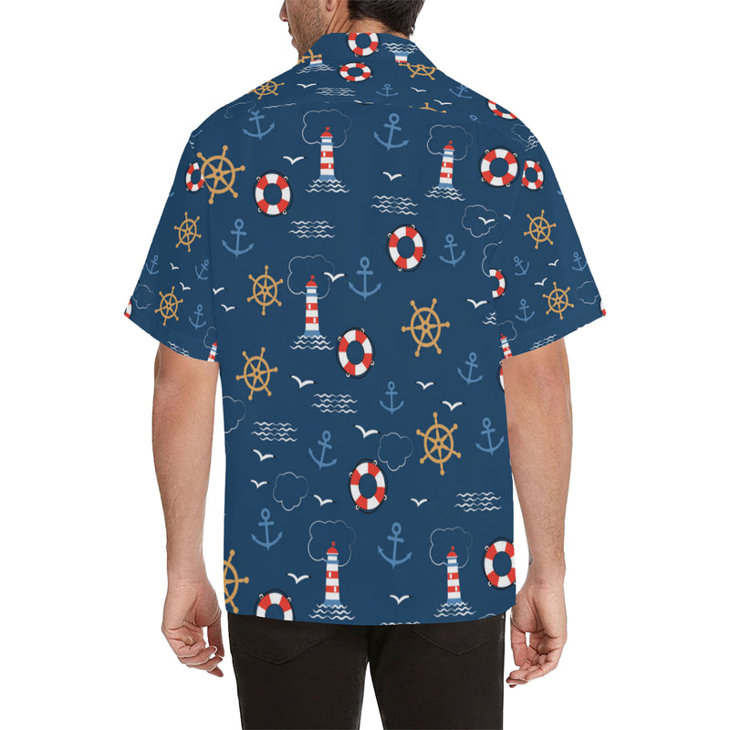 Nautical Pattern Print Design A06 Men's Hawaiian Shirt