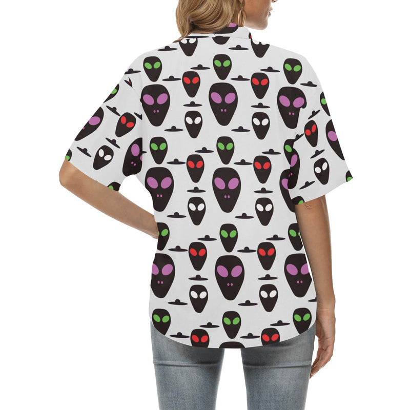 Alien Pattern Print Design 06 Women's Hawaiian Shirt