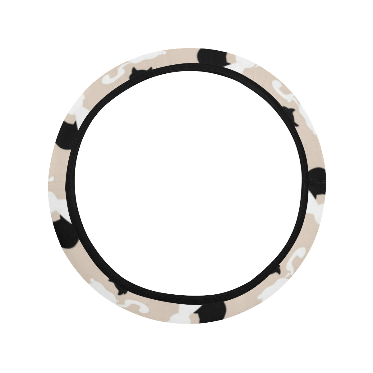 Cat Pattern Print Design 04 Steering Wheel Cover with Elastic Edge