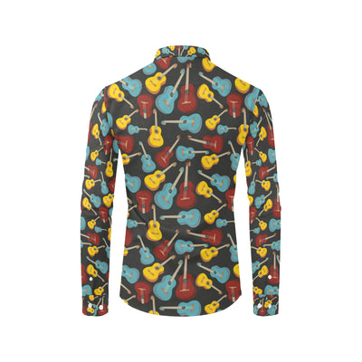 Acoustic Guitar Pattern Print Design 01 Men's Long Sleeve Shirt