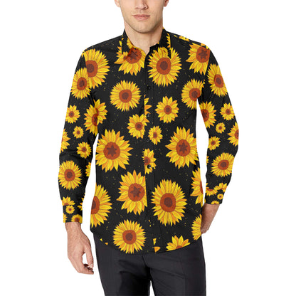 Sunflower Pattern Print Design SF09 Men's Long Sleeve Shirt