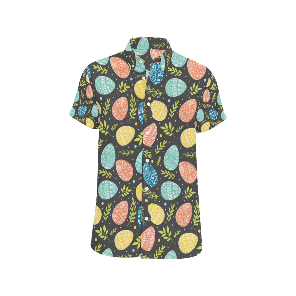 Easter Eggs Pattern Print Design RB01 Men's Short Sleeve Button Up Shirt