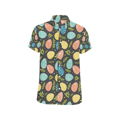 Easter Eggs Pattern Print Design RB01 Men's Short Sleeve Button Up Shirt