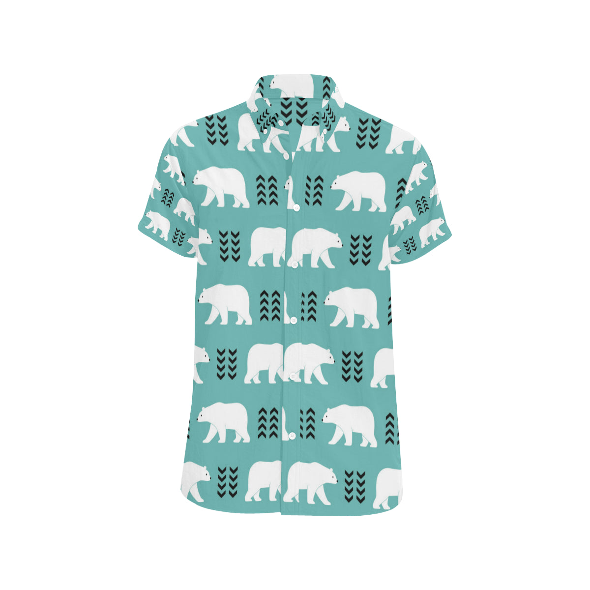 Polar Bear Pattern Print Design A05 Men's Short Sleeve Button Up Shirt