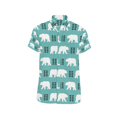 Polar Bear Pattern Print Design A05 Men's Short Sleeve Button Up Shirt