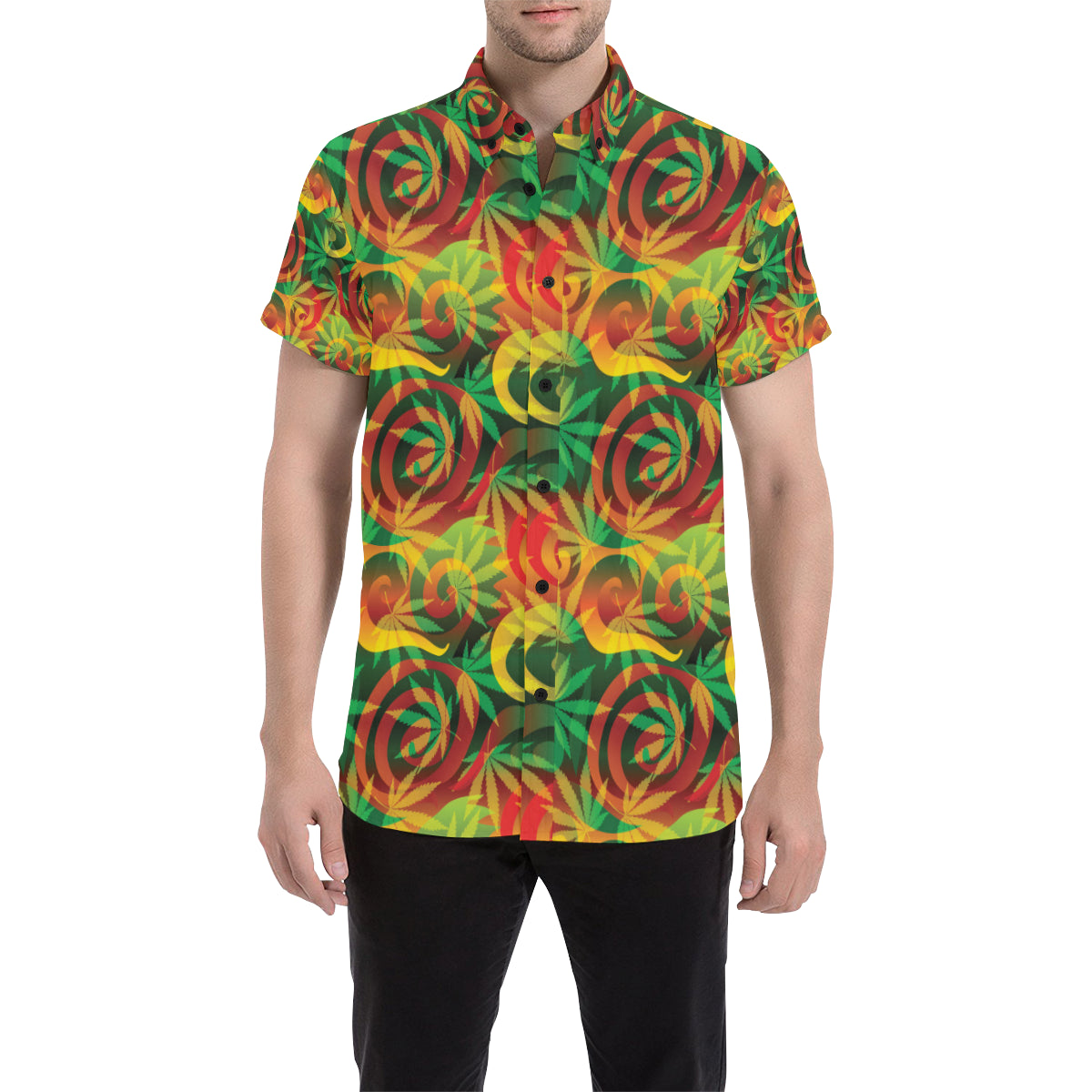 Rastafarian Pattern Print Design A01 Men's Short Sleeve Button Up Shirt