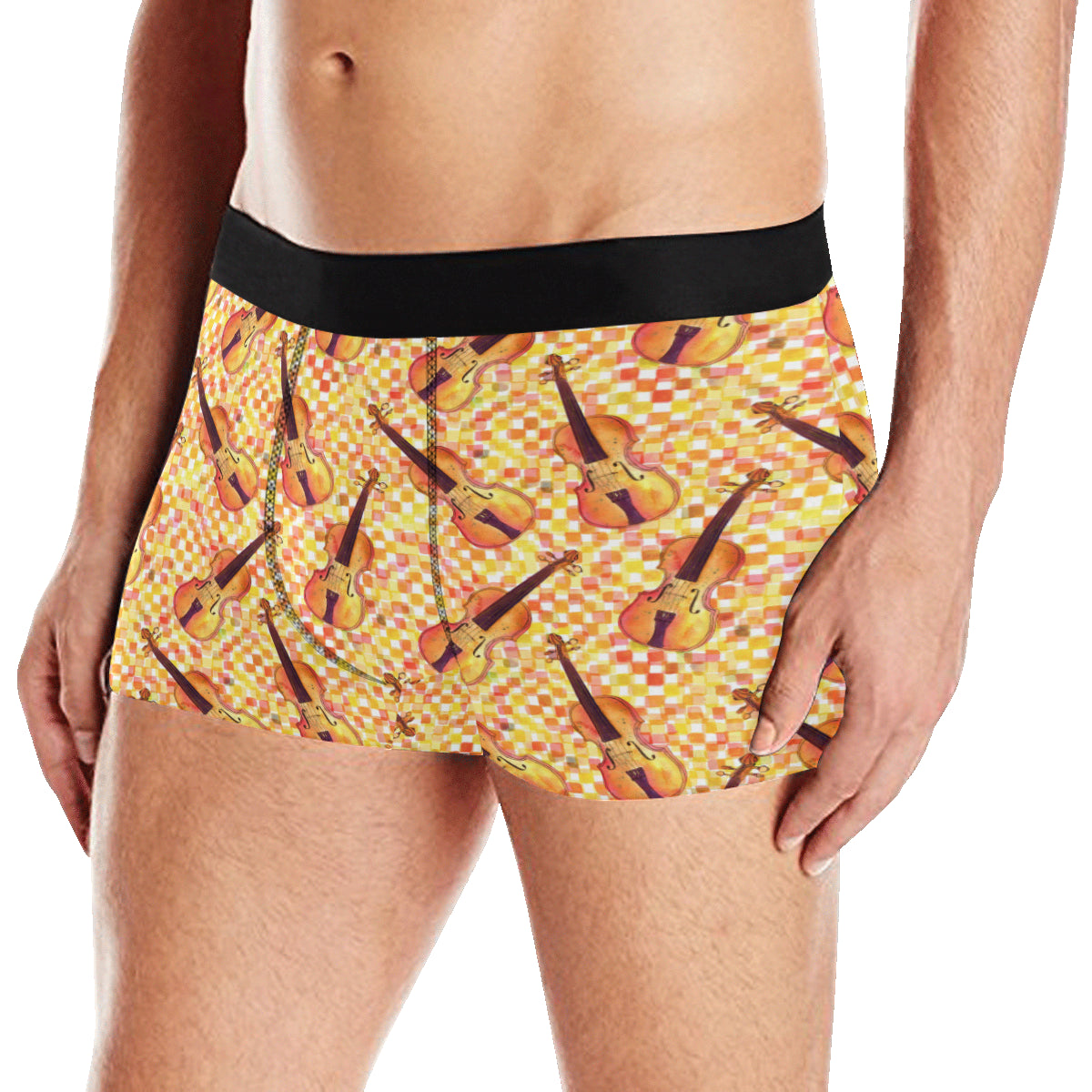 Violin Pattern Print Design 03 Men's Boxer Briefs