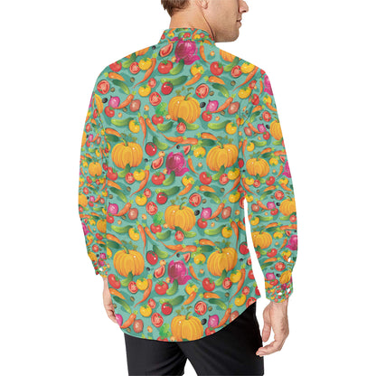 Vegan Colorful Themed Design Print Men's Long Sleeve Shirt