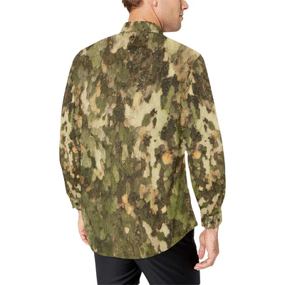 Camo Realistic Tree Texture Print Men's Long Sleeve Shirt