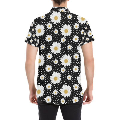 Daisy Pattern Print Design DS02 Men's Short Sleeve Button Up Shirt