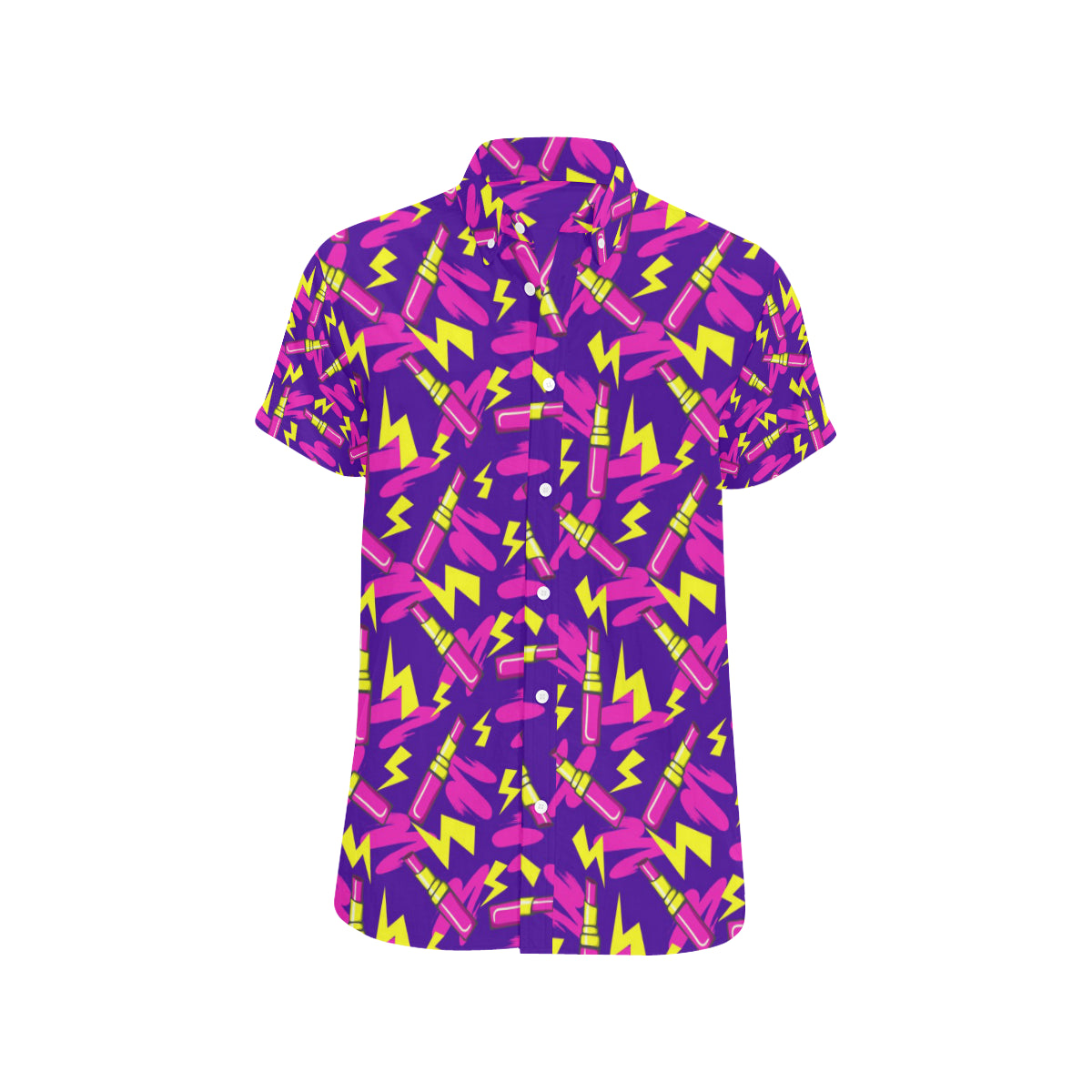Lipstick Pattern Print Design LT04 Men's Short Sleeve Button Up Shirt