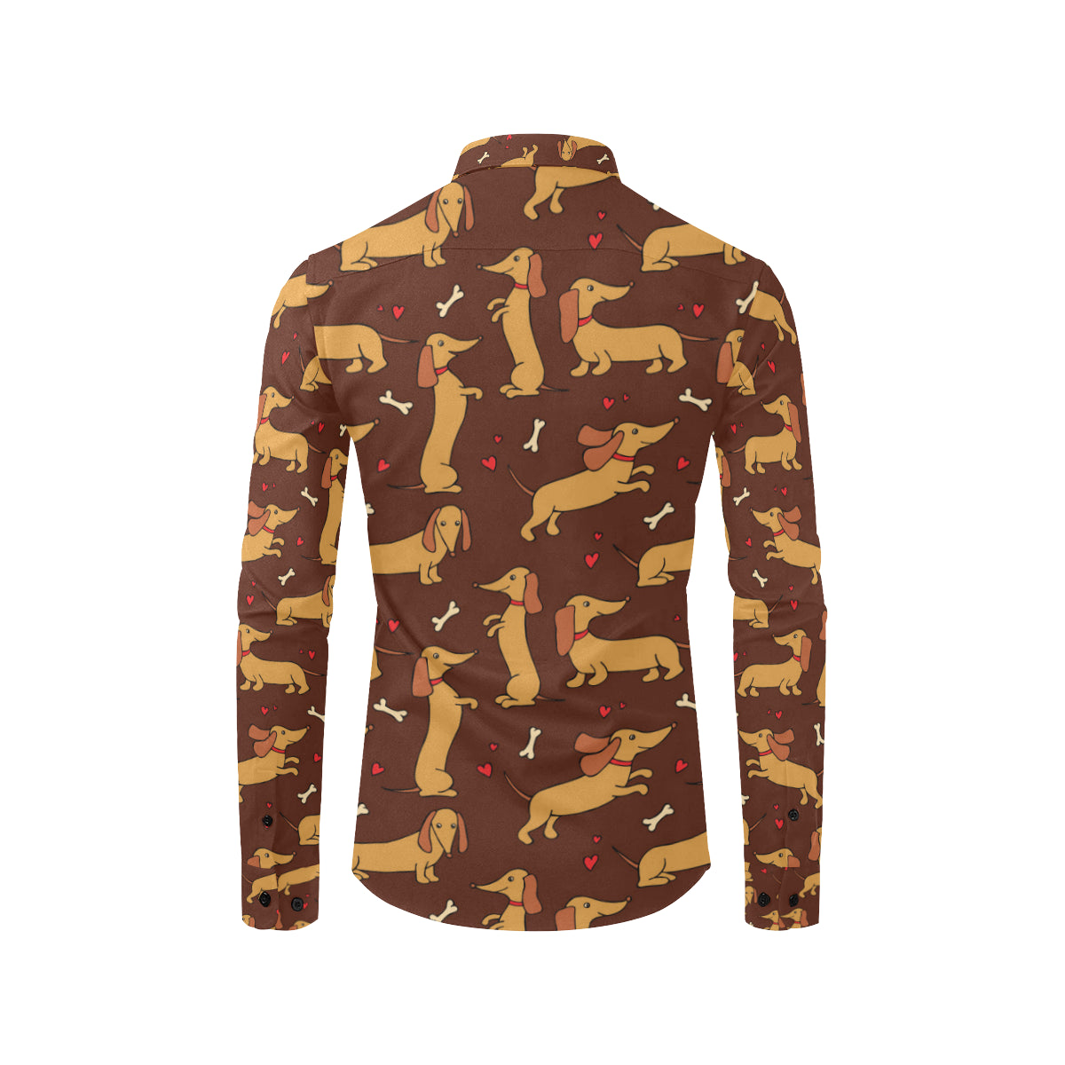 Dachshund Happy Print Pattern Men's Long Sleeve Shirt