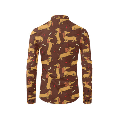 Dachshund Happy Print Pattern Men's Long Sleeve Shirt