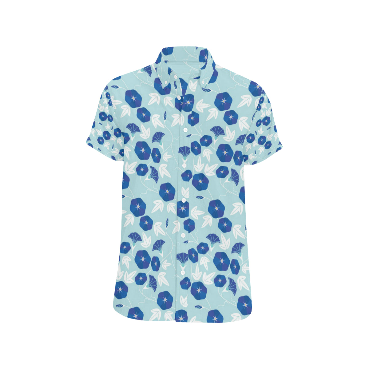Morning Glory Pattern Print Design MG07 Men's Short Sleeve Button Up Shirt