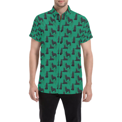 Belgian Sheepdog Pattern Print Design 01 Men's Short Sleeve Button Up Shirt