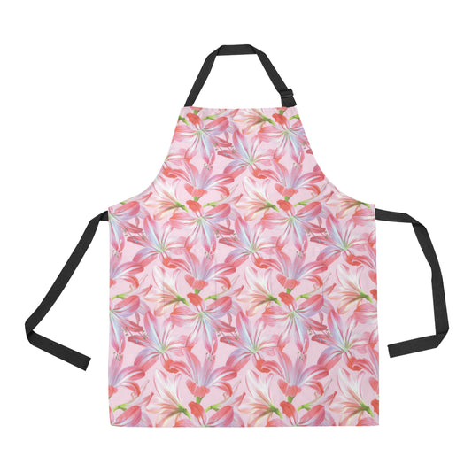 Amaryllis Pattern Print Design 02 Apron with Pocket
