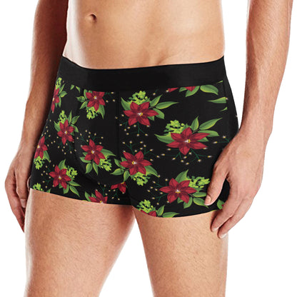Poinsettia Pattern Print Design A01 Men's Boxer Briefs