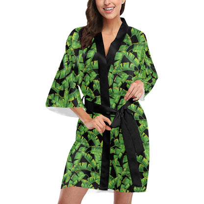 Banana Leaf Pattern Print Design 03 Women's Short Kimono