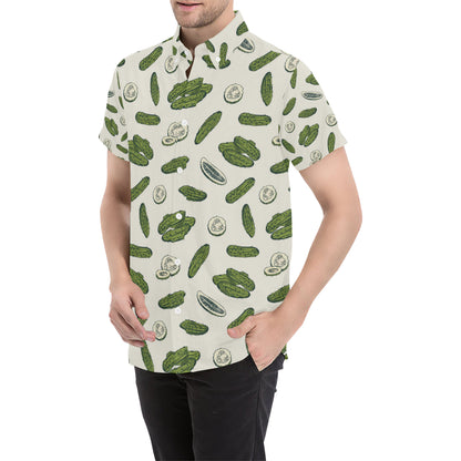 Cucumber Pattern Print Design CC05 Men's Short Sleeve Button Up Shirt