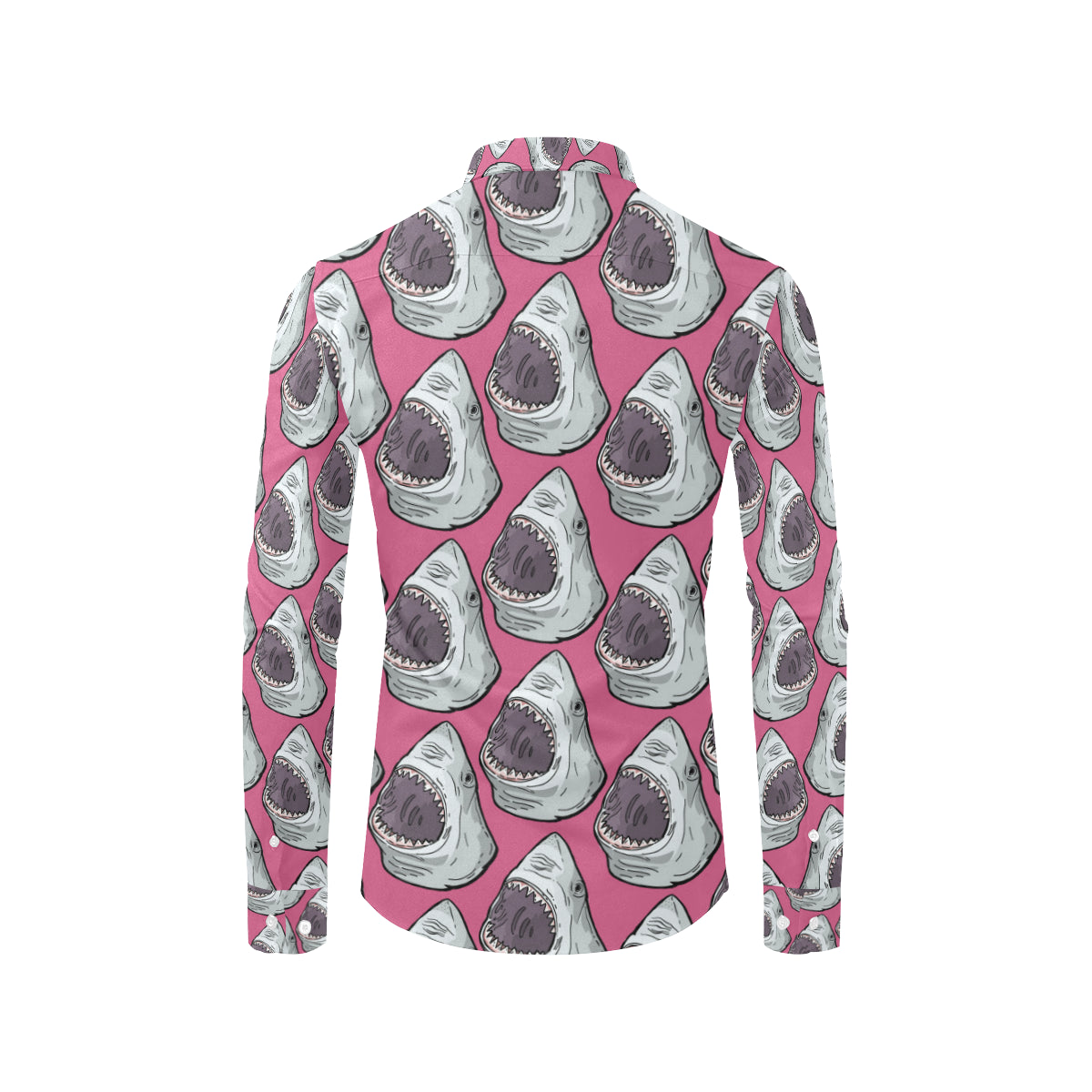 Great White Shark Pattern Print Design 01 Men's Long Sleeve Shirt
