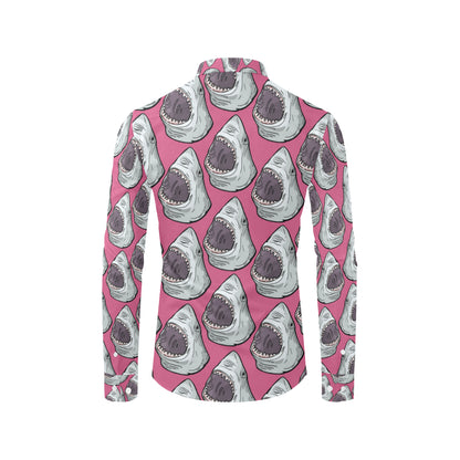 Great White Shark Pattern Print Design 01 Men's Long Sleeve Shirt