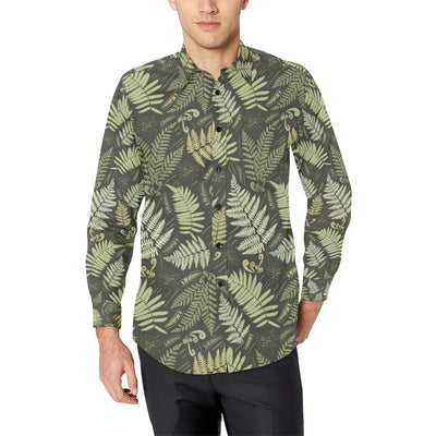 Fern Leave Green Print Pattern Men's Long Sleeve Shirt