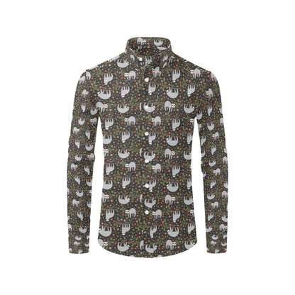 Sloth Cute Design Themed Print Men's Long Sleeve Shirt