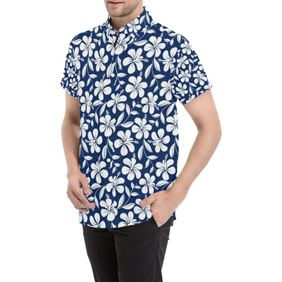 Hibiscus Pattern Print Design HB031 Men's Short Sleeve Button Up Shirt