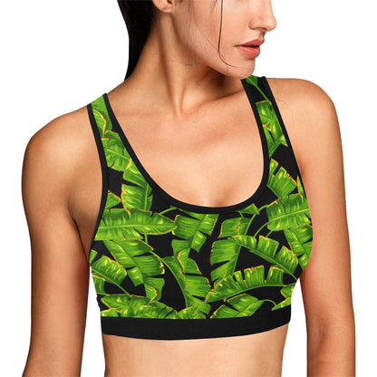 Banana Leaf Pattern Print Design BL06 Sports Bra