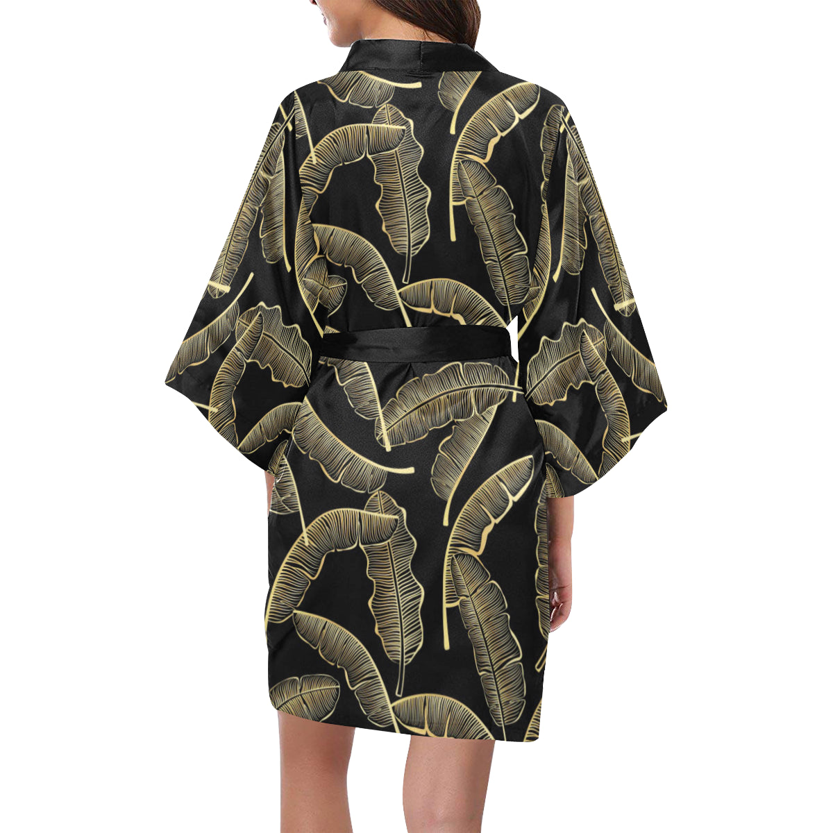 Banana Leaf Pattern Print Design BL07 Women's Short Kimono