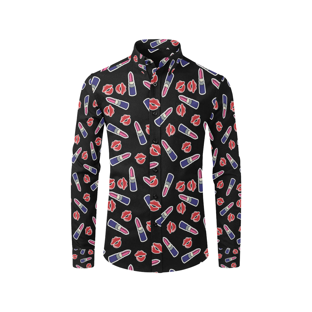 Lipstick Pattern Print Design LT01 Men's Long Sleeve Shirt