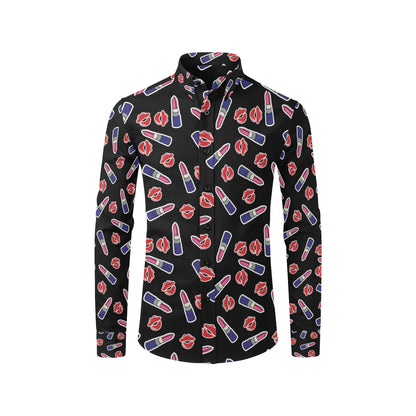 Lipstick Pattern Print Design LT01 Men's Long Sleeve Shirt