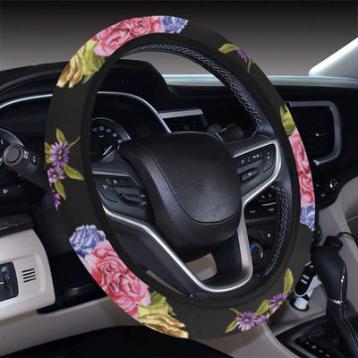 Carnations Pattern Print Design CN05 Steering Wheel Cover with Elastic Edge