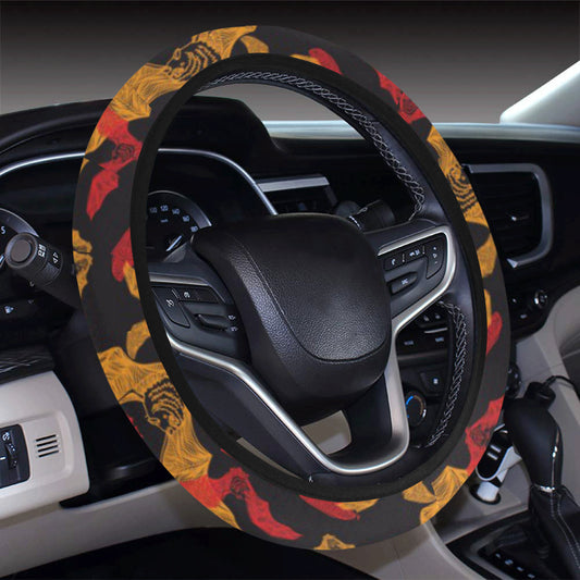 Bat Pattern Print Design 01 Steering Wheel Cover with Elastic Edge