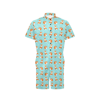 Fox Design Snow Print Pattern Men's Romper