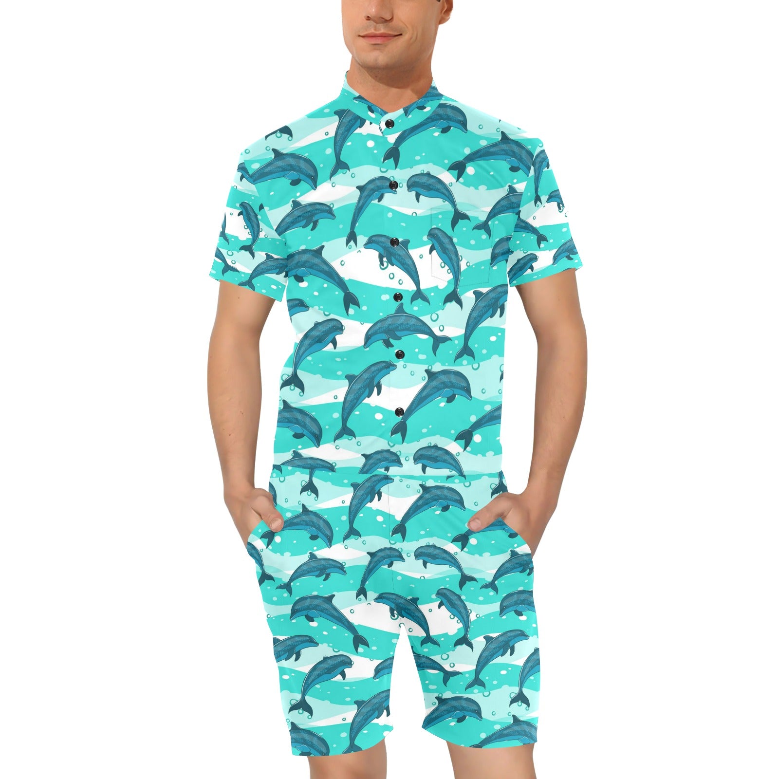 Dolphin Design Print Pattern Men's Romper