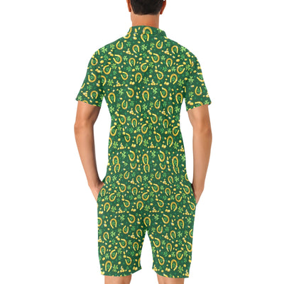 Shamrock Horse Shoes Saint Patrick's Day Print Design LKS307 Men's Romper