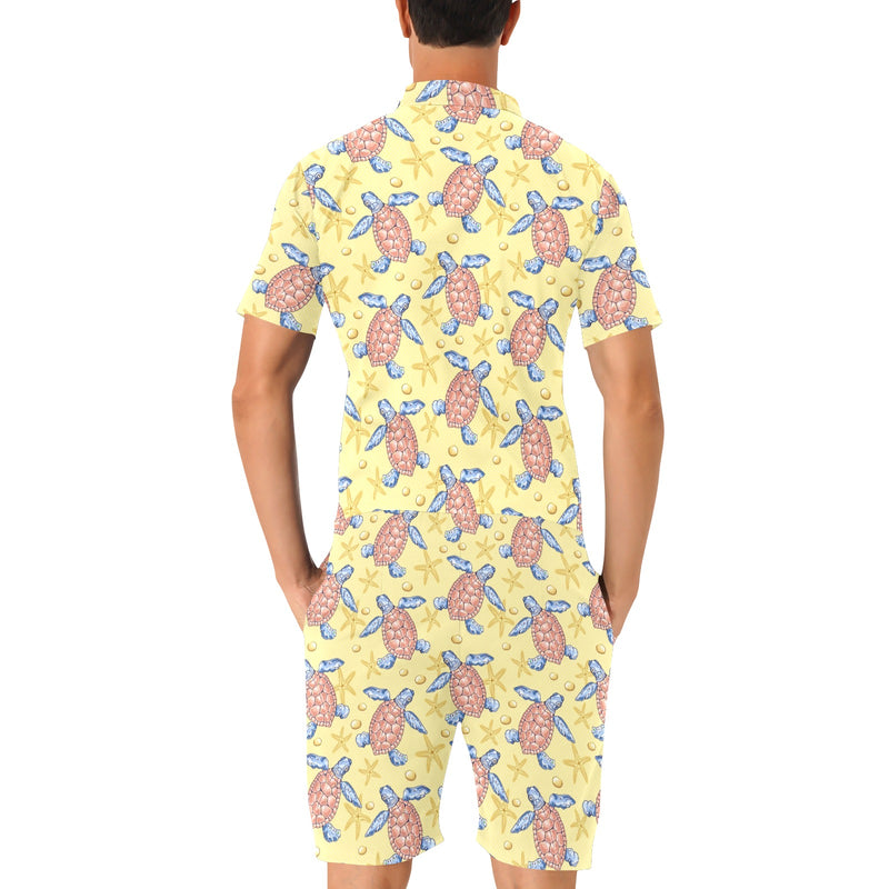 Sea Turtle Pattern Print Design T06 Men's Romper