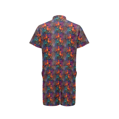 Rooster Print Style Men's Romper