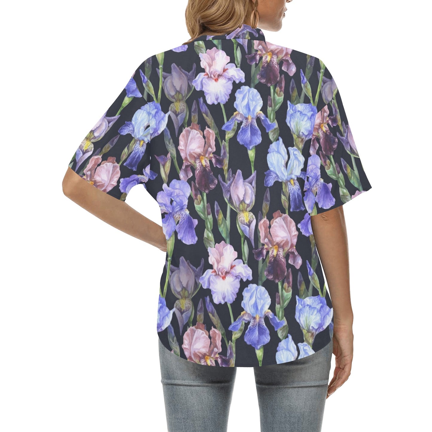 Iris Pattern Print Design IR04 Women's Hawaiian Shirt