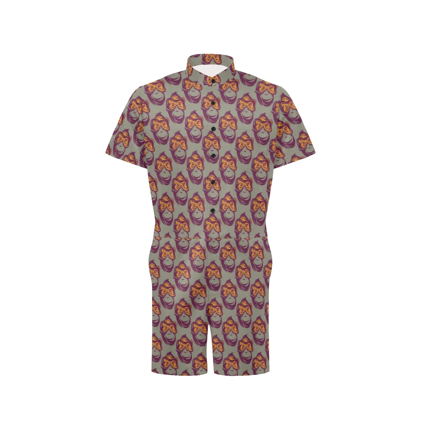 Chimpanzee Pattern Print Design 02 Men's Romper