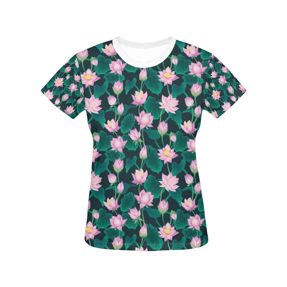 Water Lily Print Design LKS302 Women's  T-shirt