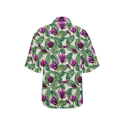 Magnolia Pattern Print Design MAG07 Women's Hawaiian Shirt