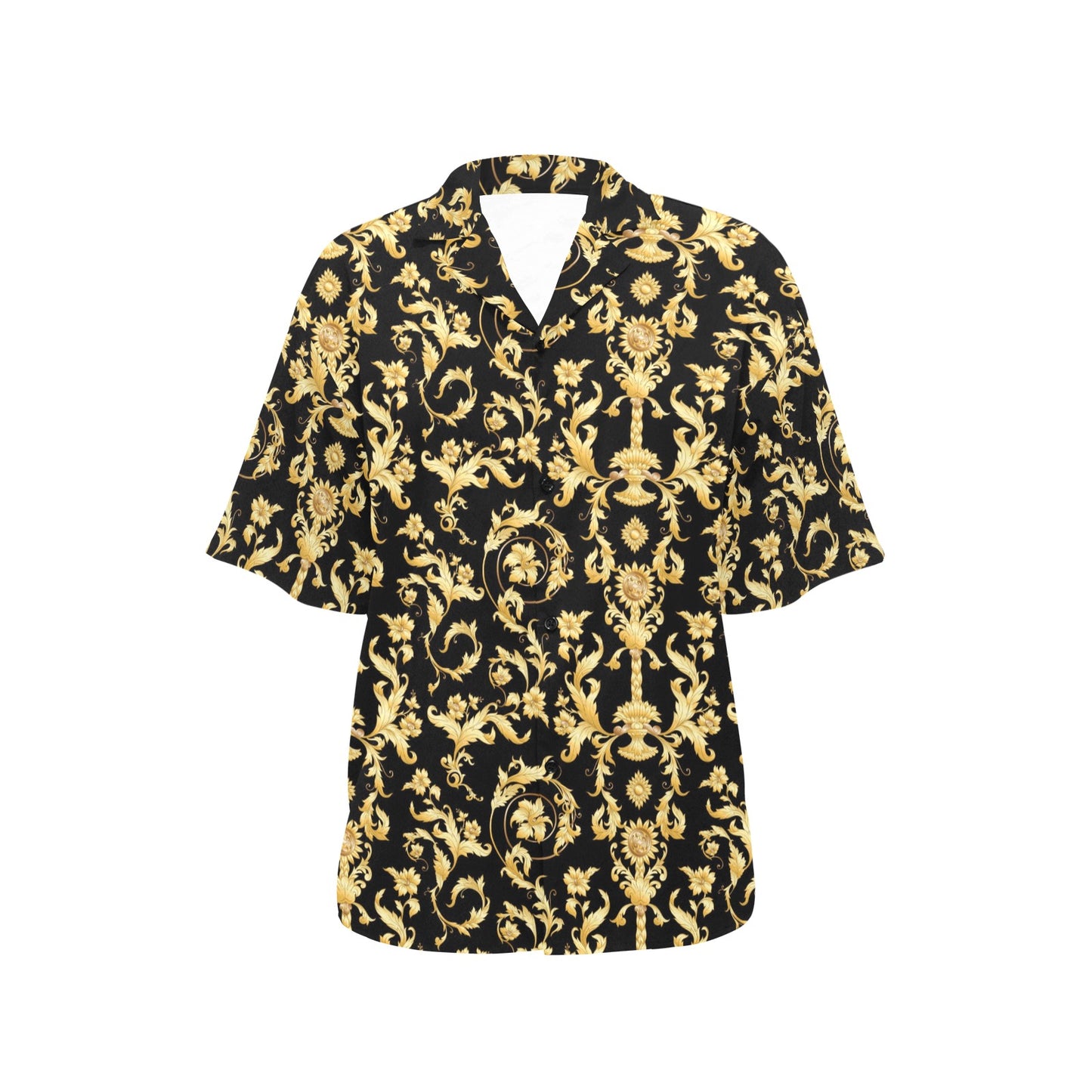 Baroque Golden Pattern Print Design 04 Women's Hawaiian Shirt