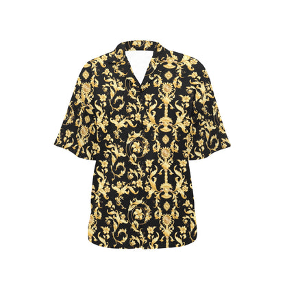 Baroque Golden Pattern Print Design 04 Women's Hawaiian Shirt