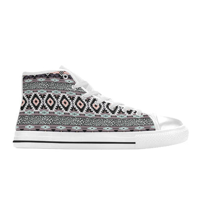 Safari Pattern Print Design LKS302 High Top Women's White Shoes