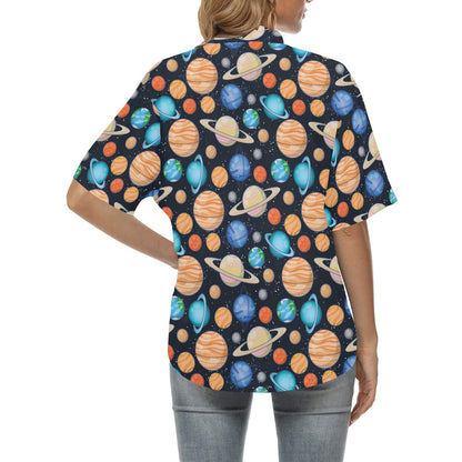 Planet Colorful Print Design LKS301 Women's Hawaiian Shirt