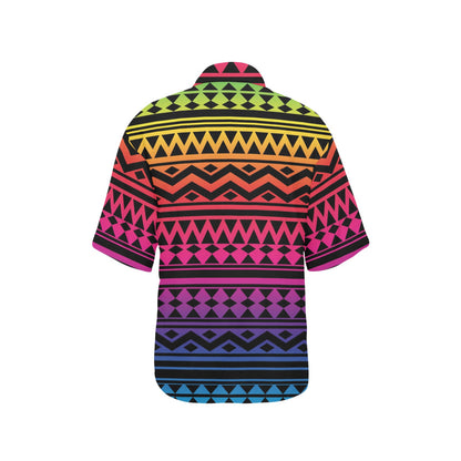 Rainbow Tribal Pattern Print Design A02 Women's Hawaiian Shirt