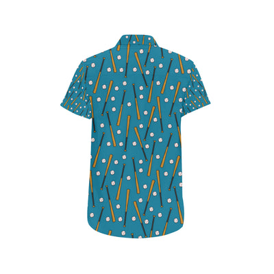 Baseball Pattern Print Design 01 Men's Short Sleeve Button Up Shirt