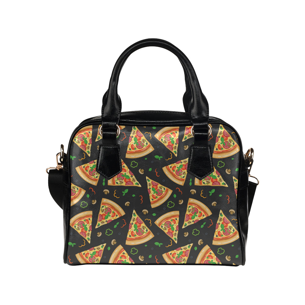 Pizza Pattern Print Design A02 Shoulder Handbag